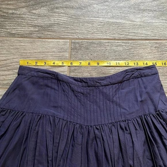 Moda International cotton A-lined skirt Navy & white embroidered details Size 8 - Picture 6 of 12